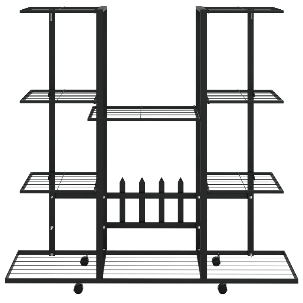 vidaXL Suport pentru flori cu roți, 94,5x24,5x91,5 cm, negru, fier