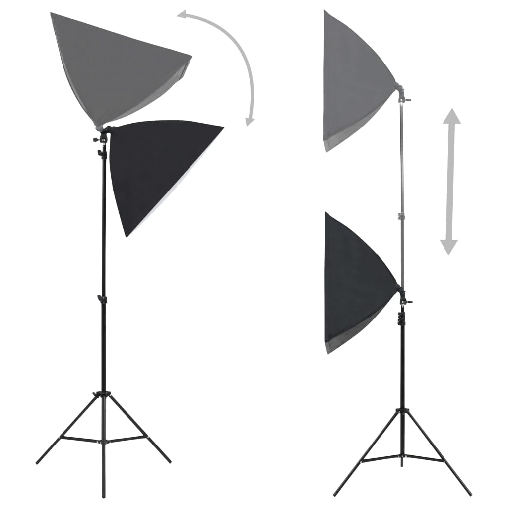 vidaXL Set studio foto cu lumini softbox, fundal și reflector