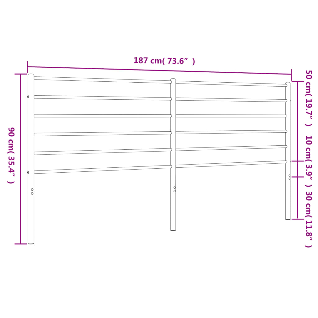 vidaXL Tăblie de pat metalică, negru, 180 cm