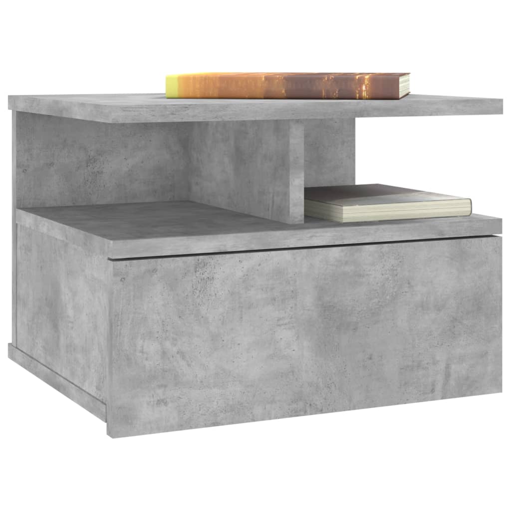 vidaXL Noptiere suspendate 2 buc. gri beton 40x31x27 cm lemn prelucrat