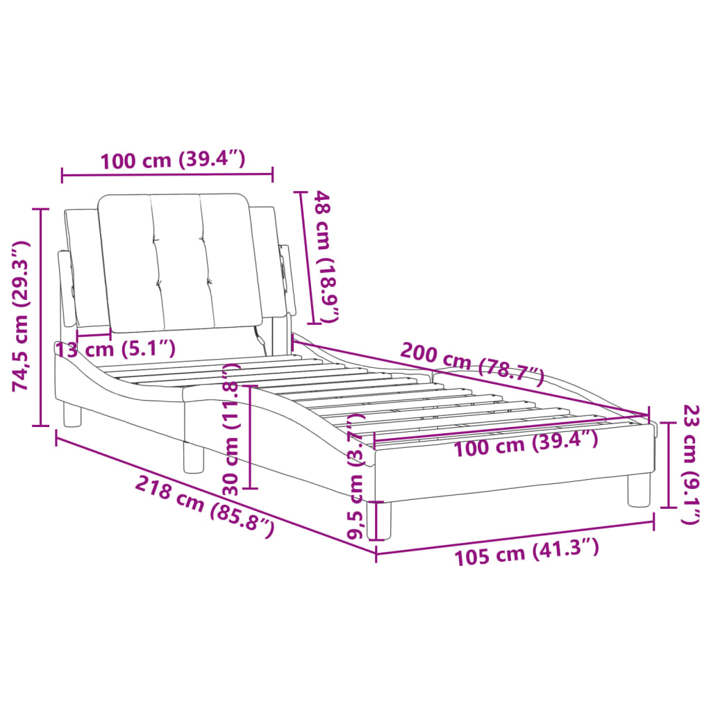 vidaXL Cadru de pat cu tăblie, negru, 100x200 cm, piele ecologică