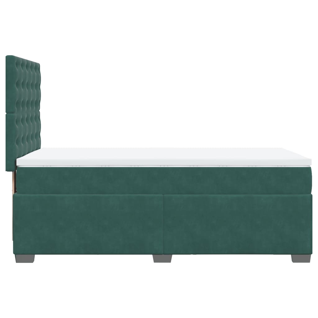 vidaXL Pat box spring cu saltea, verde închis, 90x190 cm, catifea