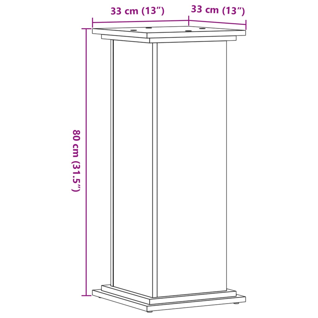 vidaXL Suport de plante, gri beton, 33x33x80 cm, lemn prelucrat