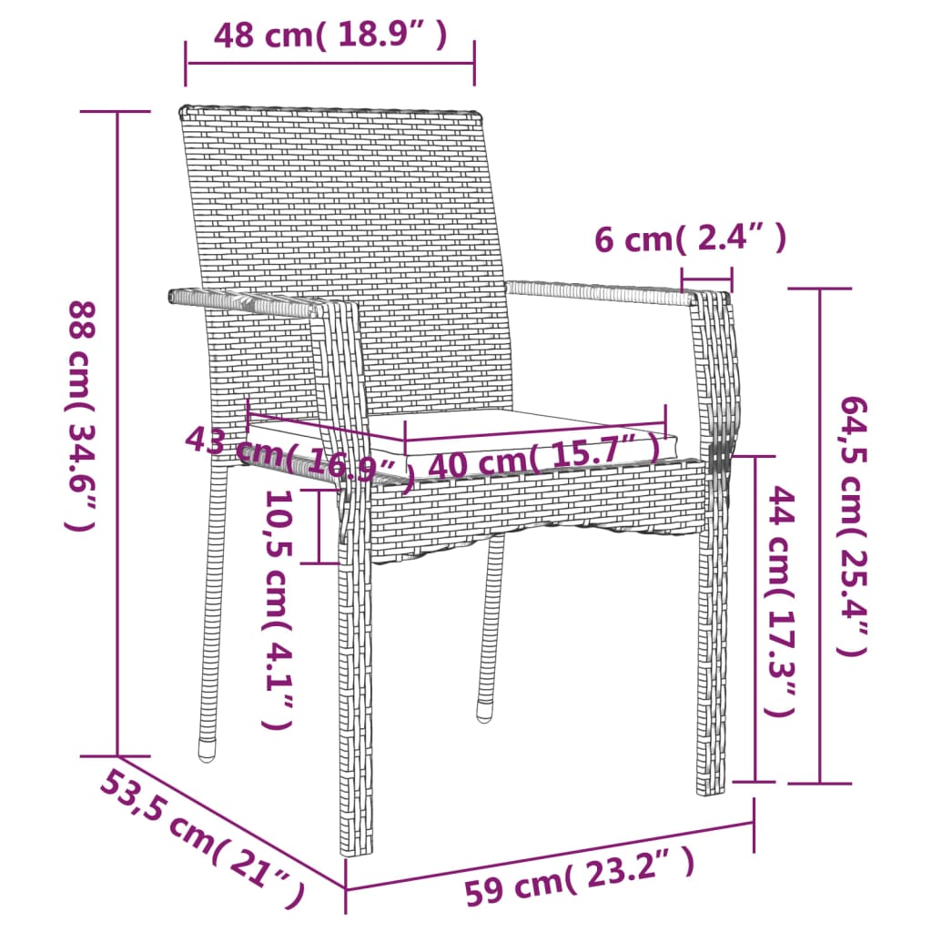 vidaXL Set mobilier de grădină cu perne, 3 piese, negru/gri, poliratan