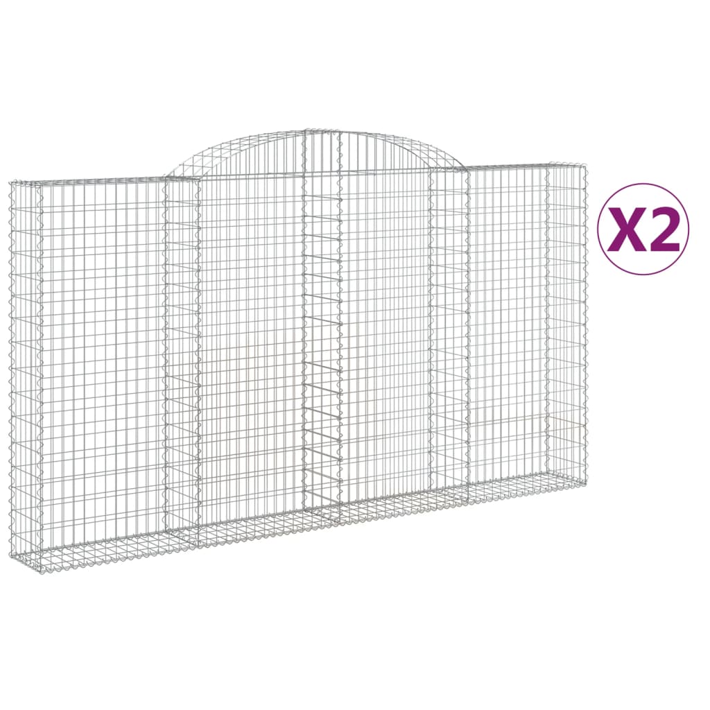 vidaXL Coșuri gabion arcuite 2 buc. 300x30x160/180 cm fier galvanizat