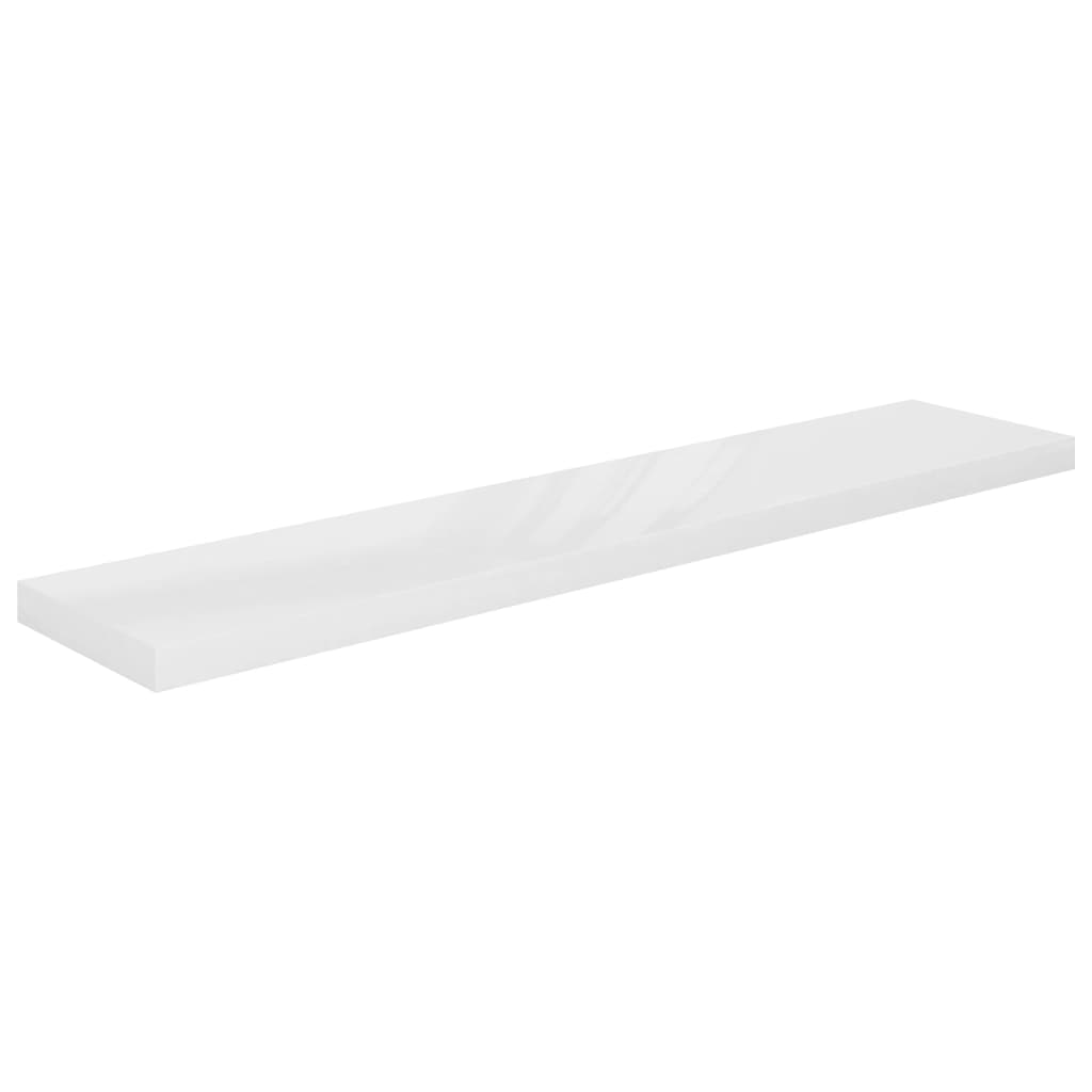 vidaXL Raft de perete suspendat, alb extralucios, 120x23,5x3,8 cm, MDF