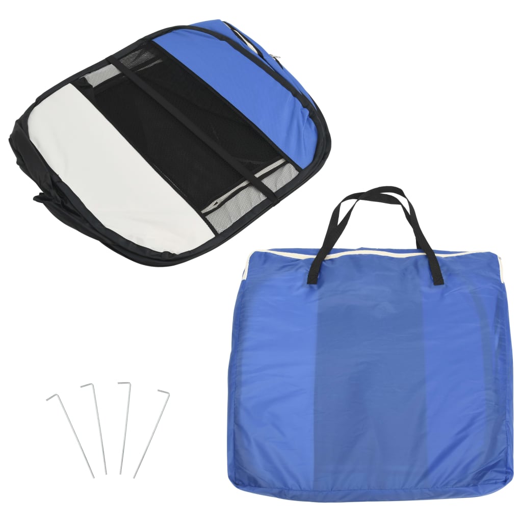 vidaXL Țarc câini pliabil cu sac de transport, albastru, 125x125x61 cm