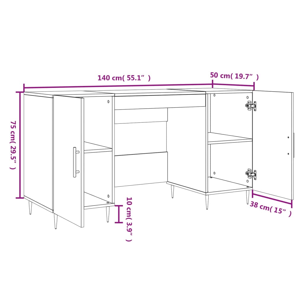 vidaXL Birou, alb, 140x50x75 cm, lemn compozit