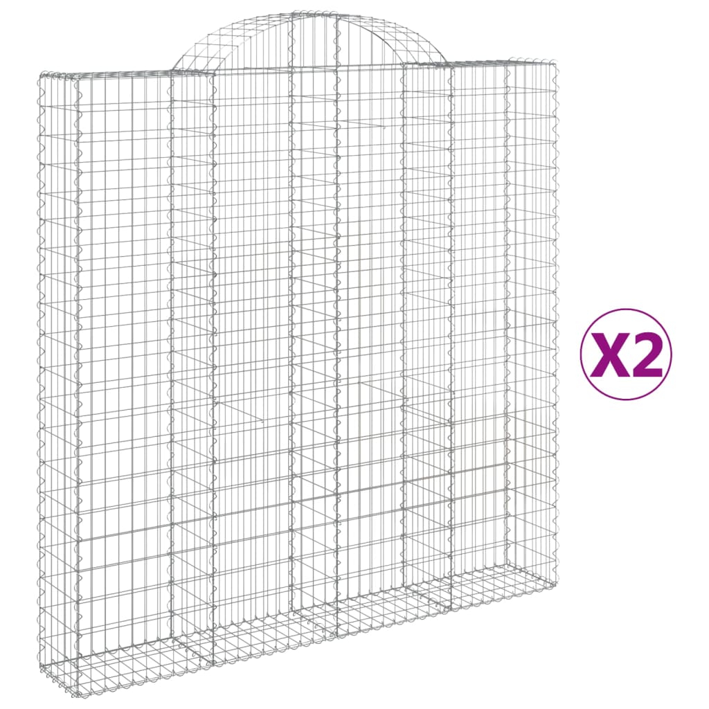 vidaXL Coșuri gabion arcuite 2 buc. 200x30x200/220 cm fier galvanizat