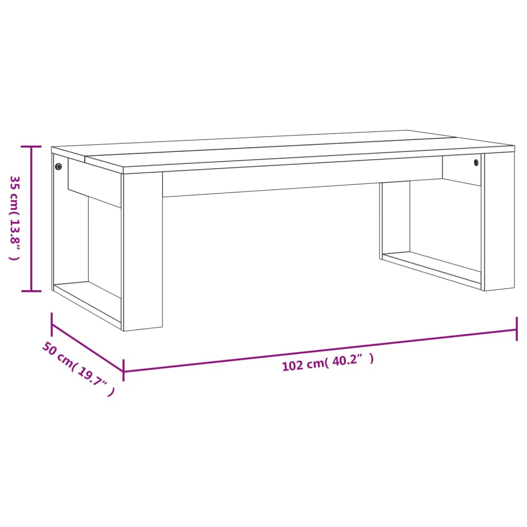 vidaXL Măsuță de cafea, gri beton, 102x50x35 cm, lemn prelucrat