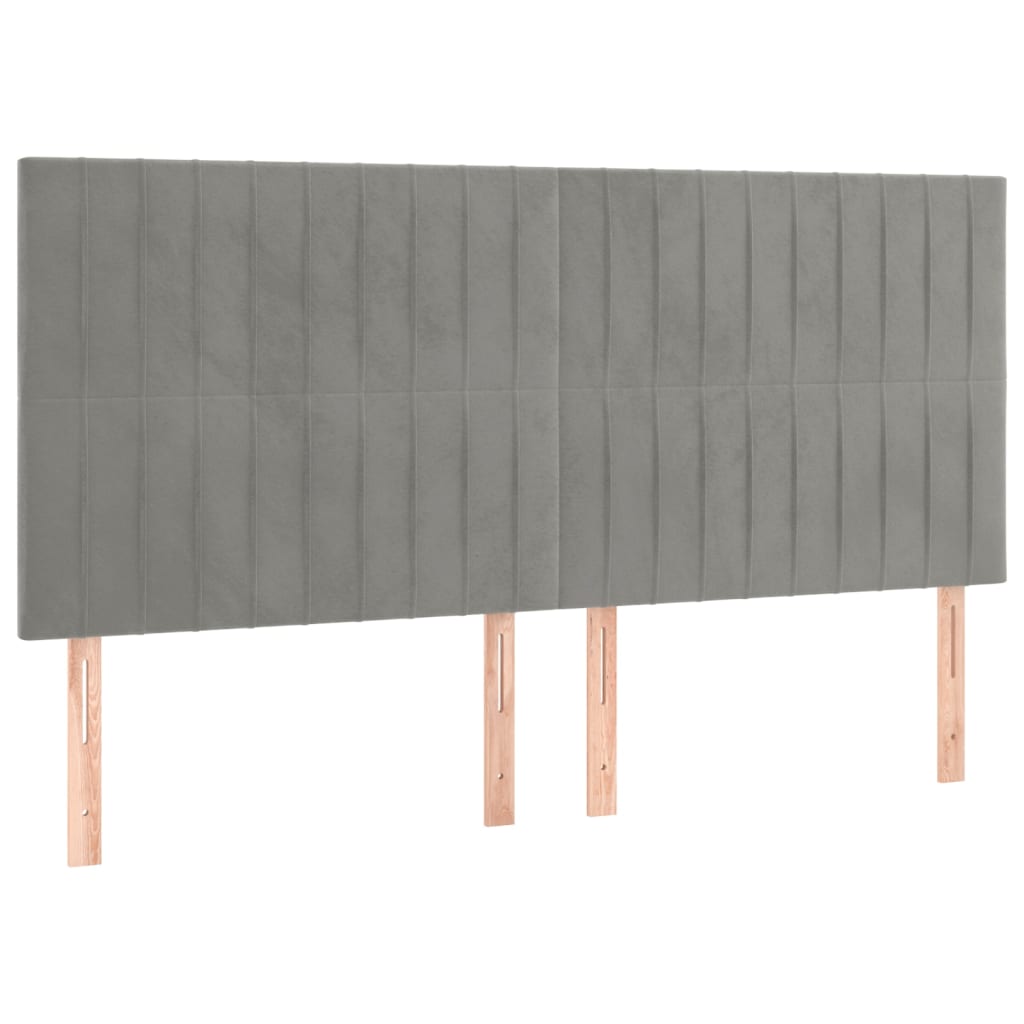 vidaXL Pat box spring cu saltea, gri deschis, 200x200 cm, catifea