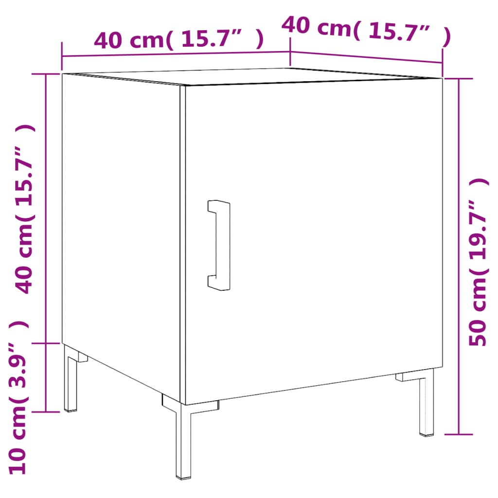 vidaXL Noptiere, 2 buc., negru, 40x40x50 cm, lemn compozit