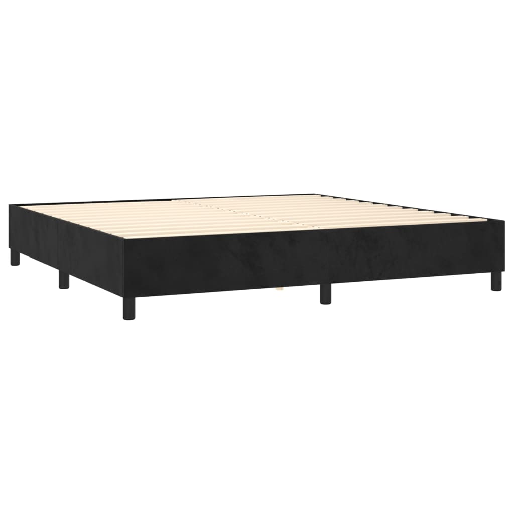 vidaXL Pat box spring cu saltea, negru, 200x200 cm, catifea