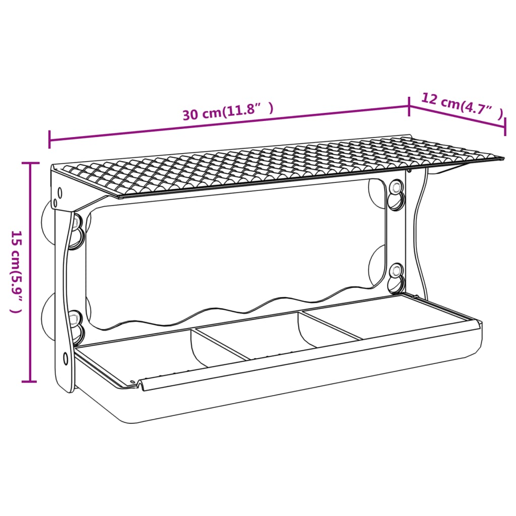 vidaXL Hrănitoare păsări pentru fereastră 2 buc. 30x12x15 cm acril