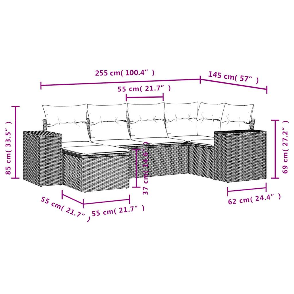 vidaXL Set canapele de grădină cu perne, 6 piese gri deschis poliratan