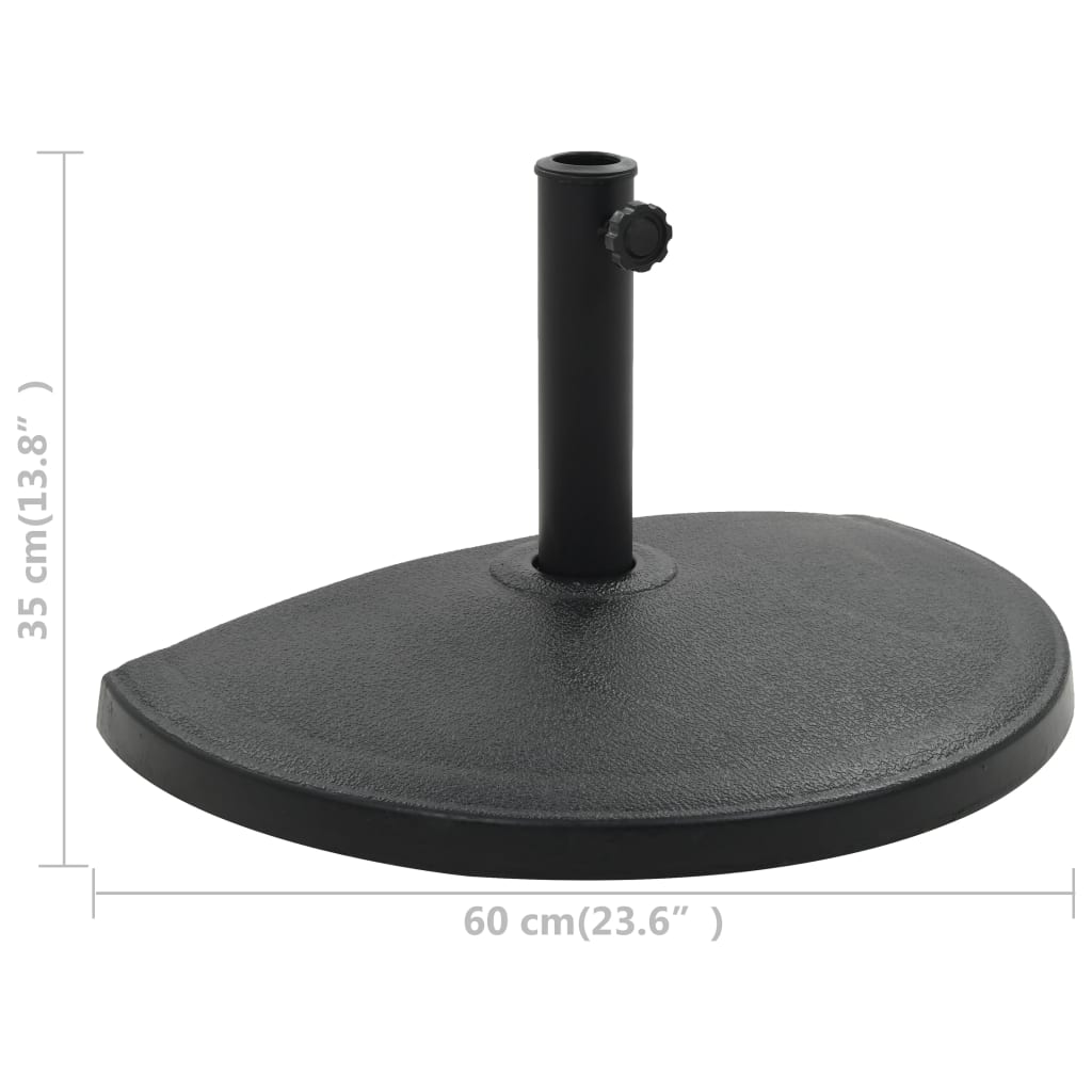 vidaXL Suport umbrelă de soare, negru, 15 kg, polirășină, semi-rotund