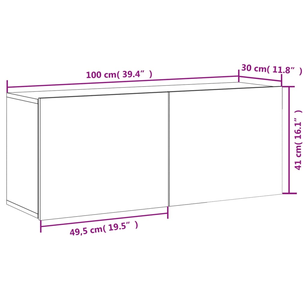 vidaXL Comodă TV de perete, gri beton, 100x30x41 cm