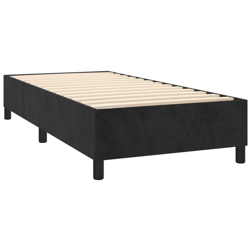 vidaXL Pat box spring cu saltea, negru, 90x200 cm, catifea