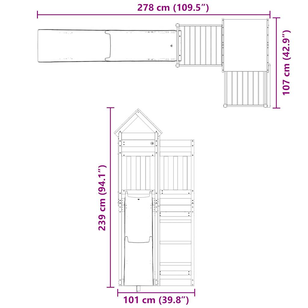 vidaXL Set de joacă pentru exterior, lemn masiv de douglas