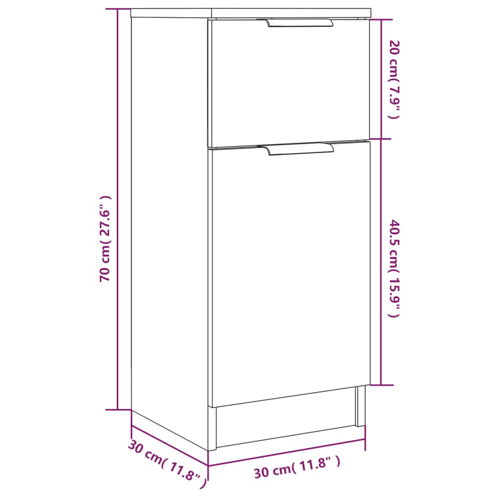 vidaXL Dulap, alb extralucios, 30x30x70 cm, lemn compozit