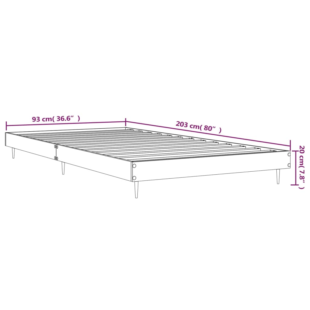 vidaXL Cadru pat fără saltea stejar maro, 90x200 cm, lemn prelucrat