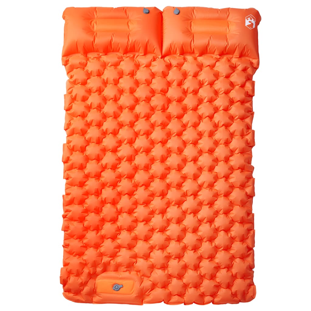 vidaXL Saltea camping auto-gonflabilă cu perne, 2 persoane, portocaliu