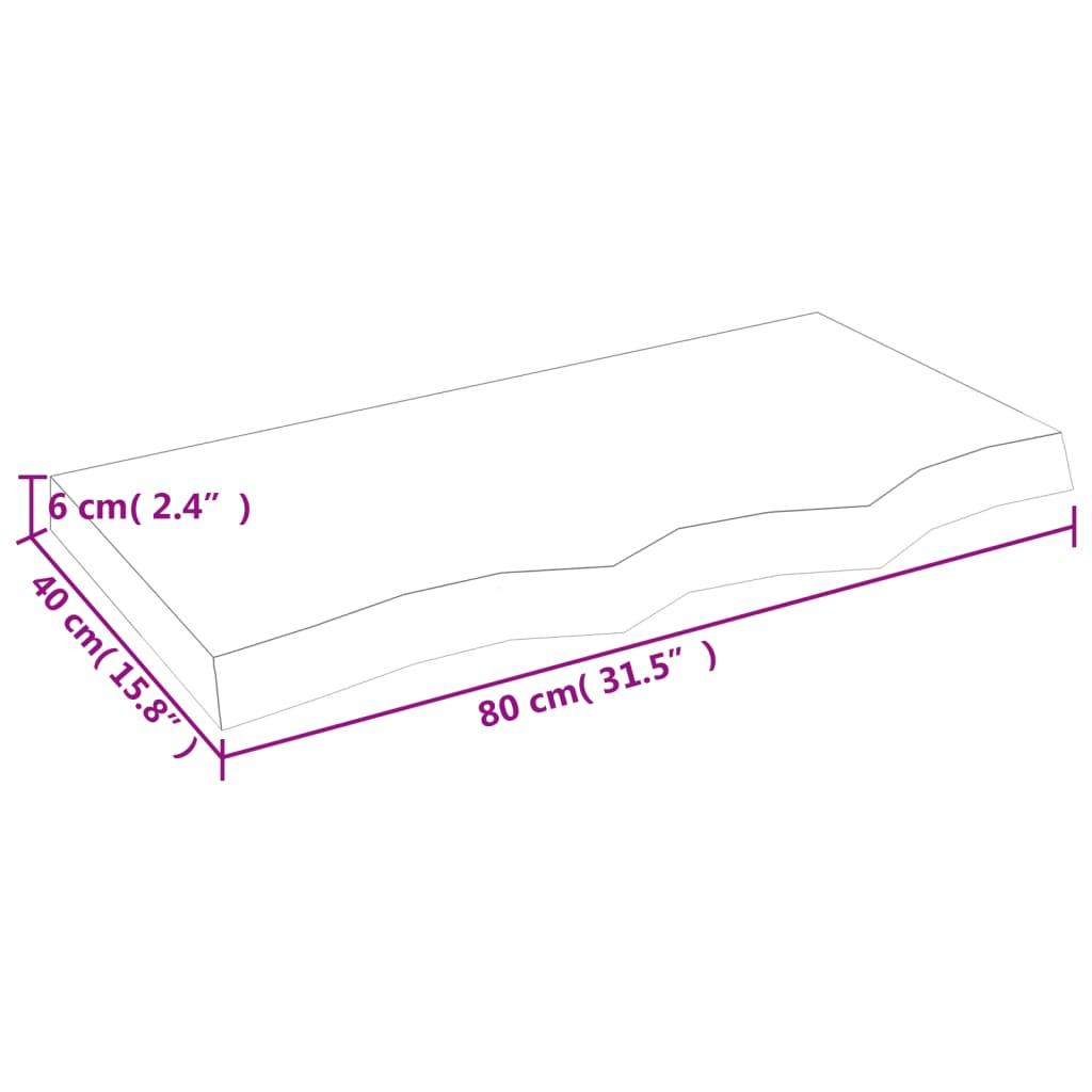 vidaXL Blat de baie, maro închis, 80x40x(2-6) cm, lemn masiv tratat