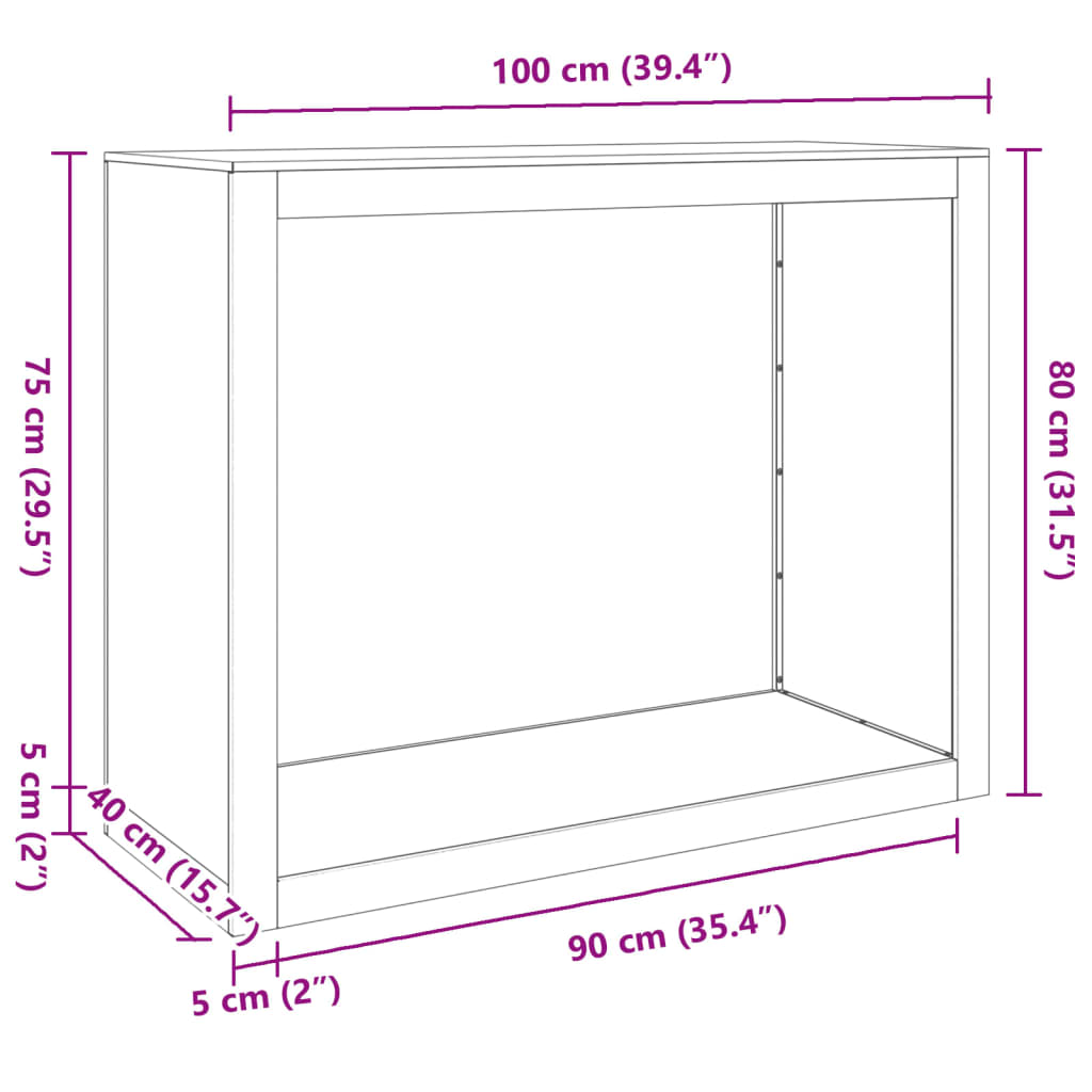 vidaXL Suport pentru lemne de foc, 100x40x80 cm, oțel inoxidabil