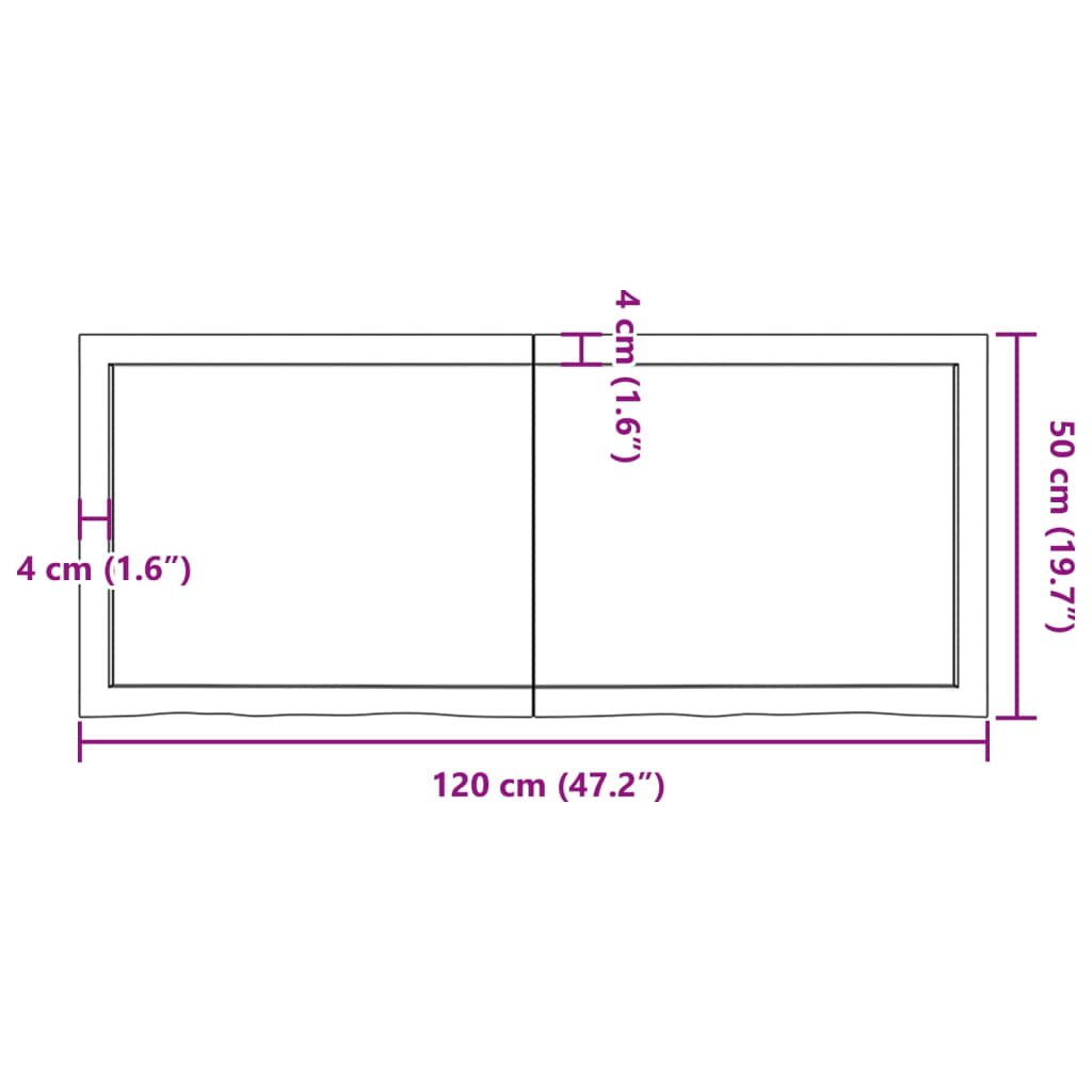 vidaXL Blat de baie, maro închis, 120x50x(2-4) cm, lemn masiv tratat