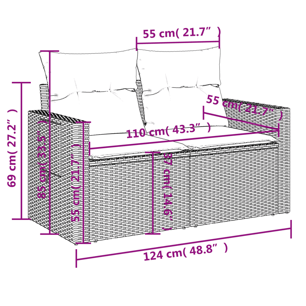 vidaXL Set mobilier de grădină cu perne, 5 piese, negru, poliratan