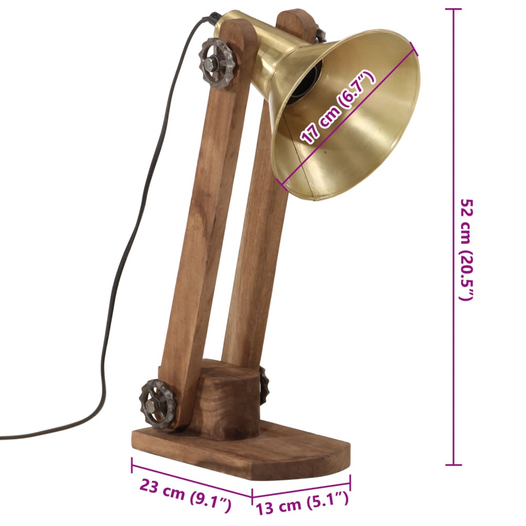 vidaXL Lampă de birou 25 W, alamă antichizată, 23x13x52 cm, E27