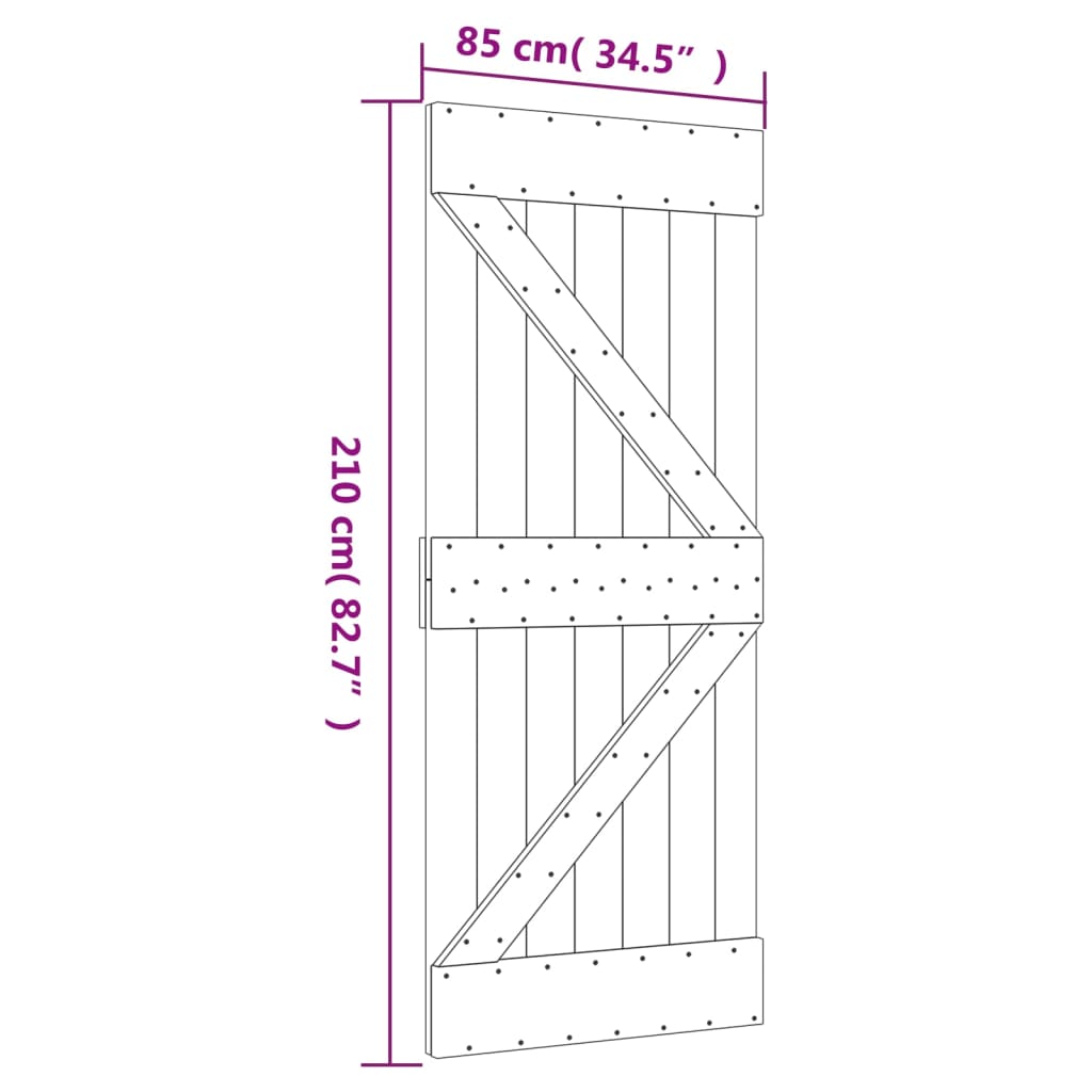 vidaXL Ușă glisantă cu set de feronerie 85x210 cm, lemn masiv de pin