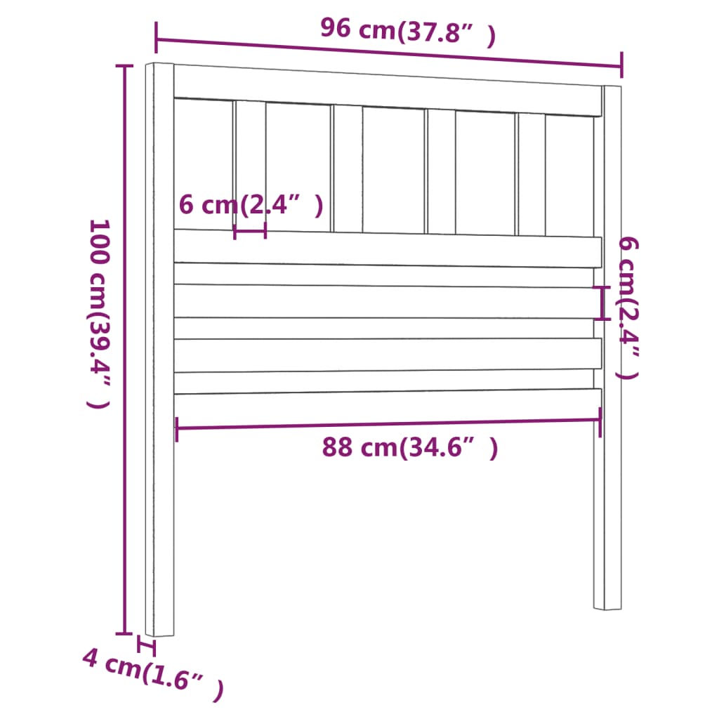 vidaXL Tăblie de pat, maro miere, 96x4x100 cm, lemn masiv de pin