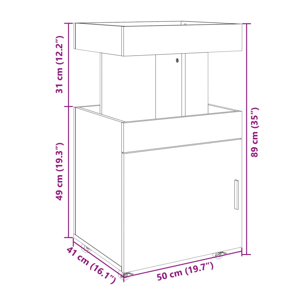 vidaXL Cărucior de bar, alb, 50x41x89 cm, lemn prelucrat