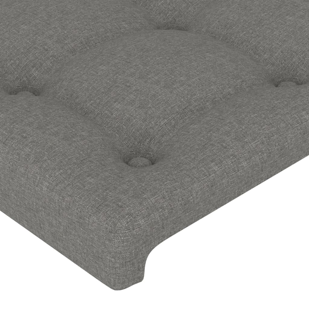 vidaXL Tăblie de pat cu aripioare gri închis 147x16x118/128 cm textil
