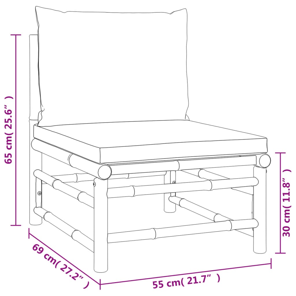 vidaXL Set mobilier de grădină cu perne gri taupe, 4 piese, bambus