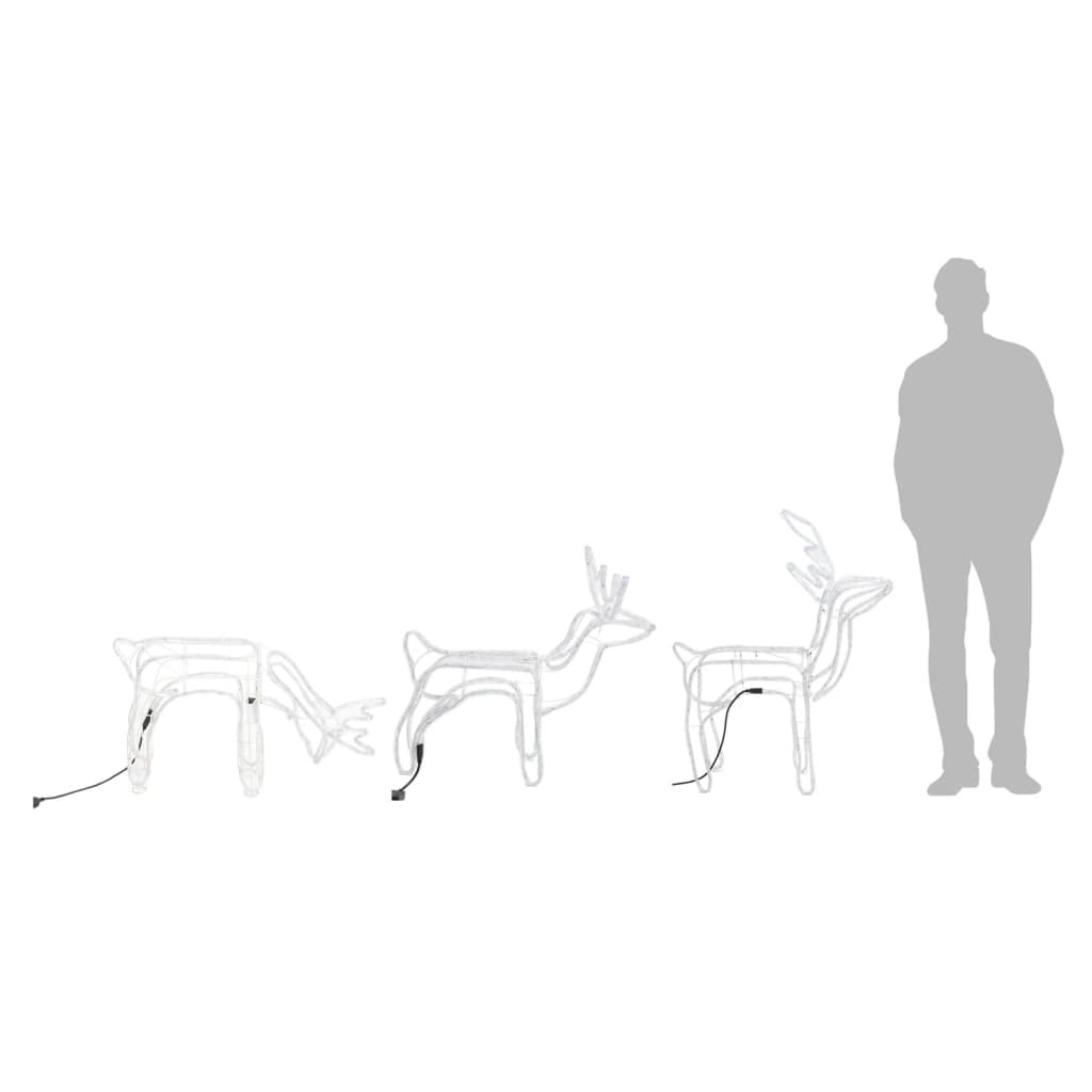 vidaXL Set de figurine ren de Crăciun, 3 piese, alb rece