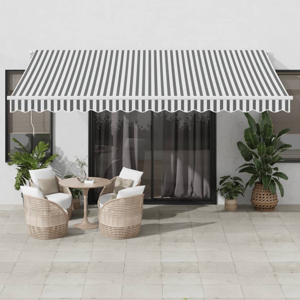 vidaXL Copertină retractabilă manual cu LED, antracit/alb, 450x300 cm