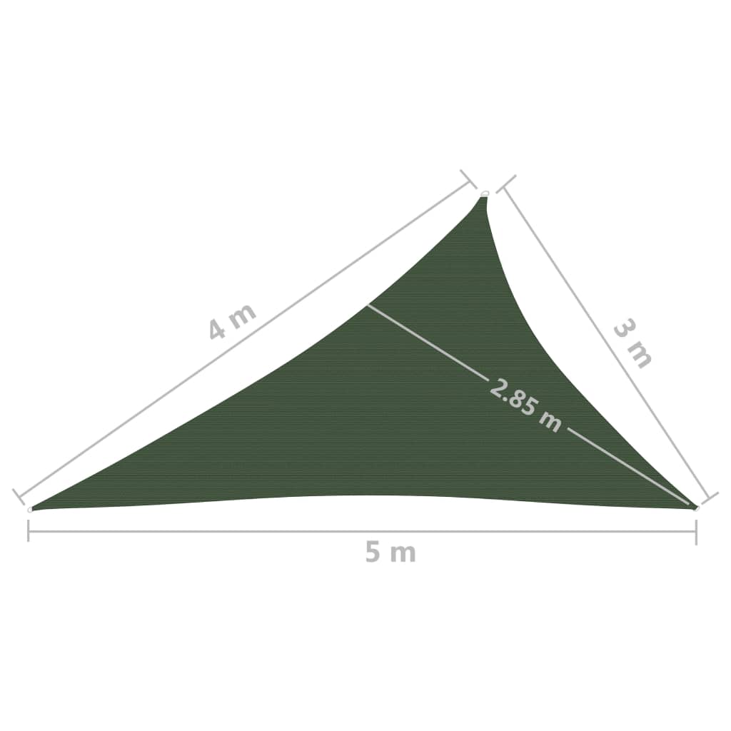 vidaXL Pânză parasolar, verde închis, 3x4x5 m, HDPE, 160 g/m²