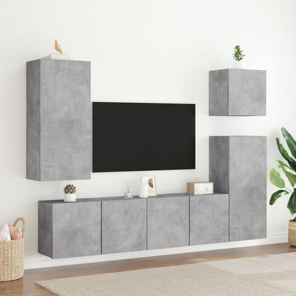 vidaXL Comodă TV de perete, 2 buc. gri beton, 80x30x41 cm