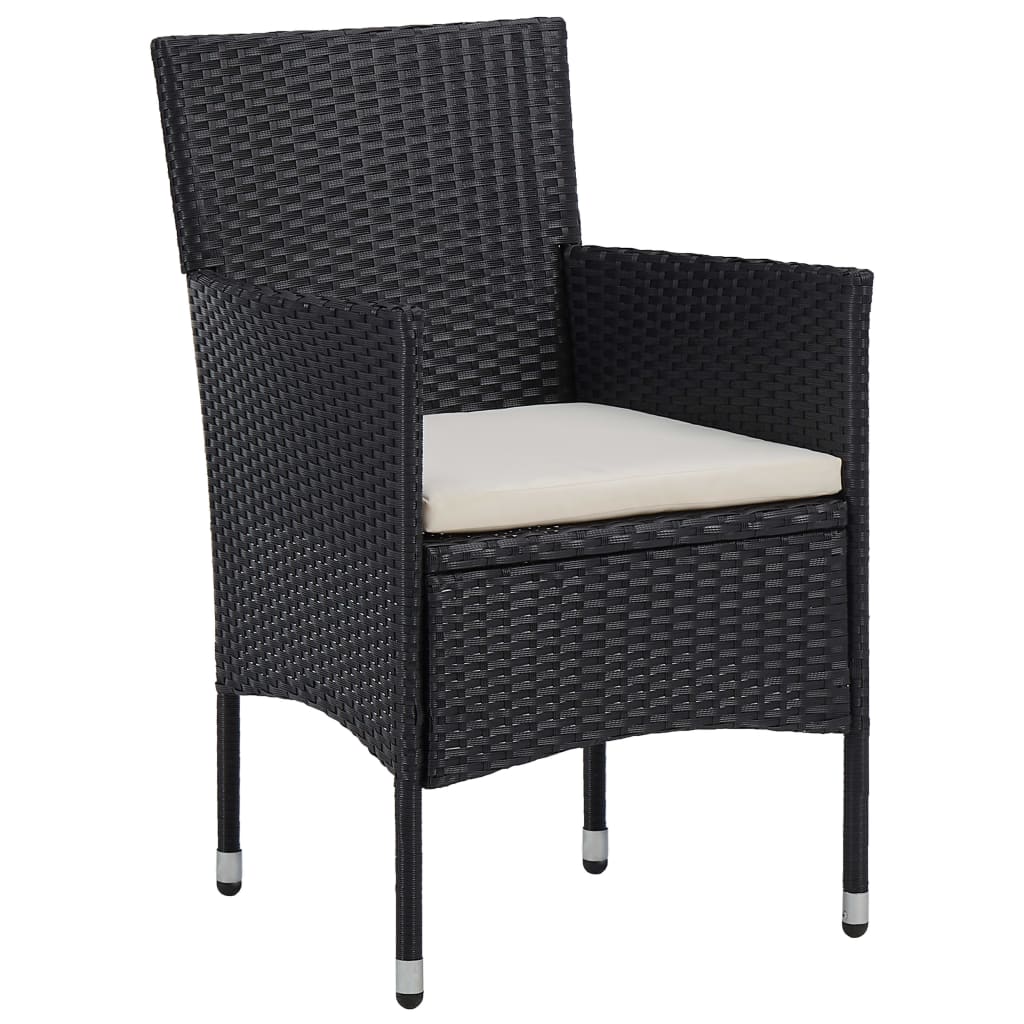 vidaXL Set mobilier de grădină, 5 piese, negru, poliratan