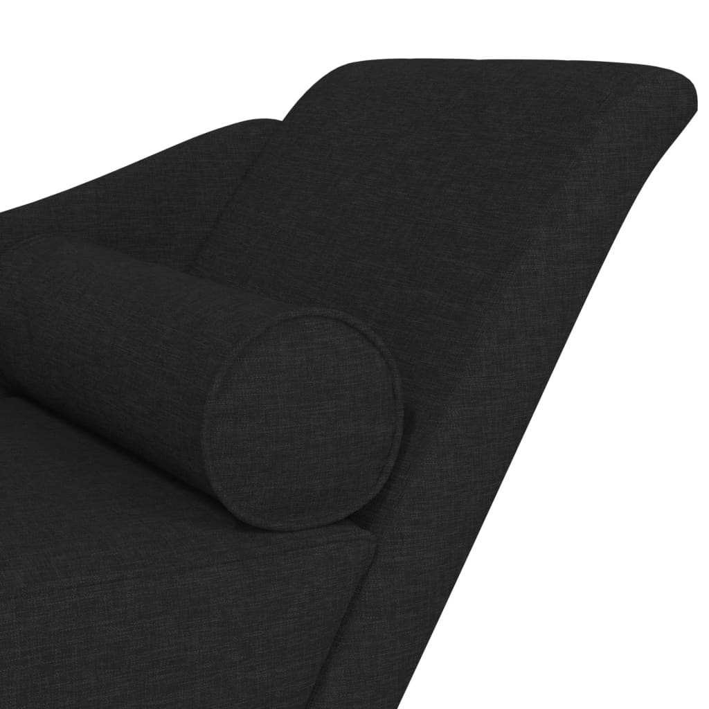 vidaXL Șezlong cu perne, negru, material textil