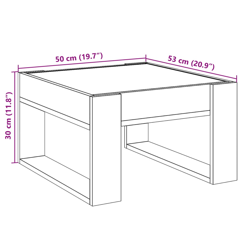 vidaXL Măsuță de cafea cu LED infinity, gri sonoma, 50x53x30 cm