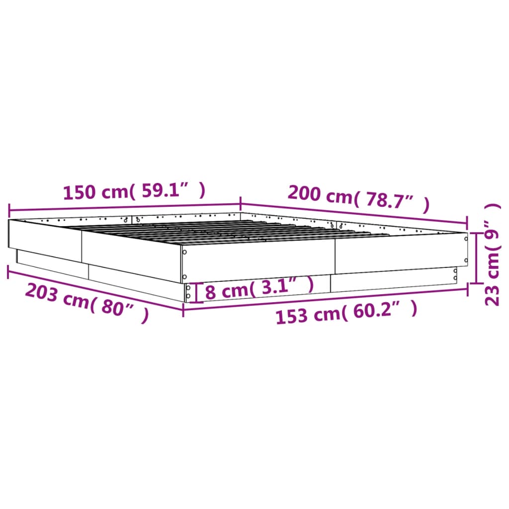 vidaXL Cadru de pat, stejar maro, 150x200 cm, lemn prelucrat