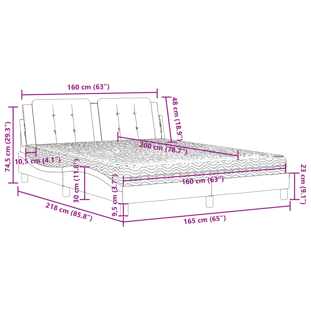 vidaXL Pat cu saltea, maro, 160x200 cm, piele ecologică