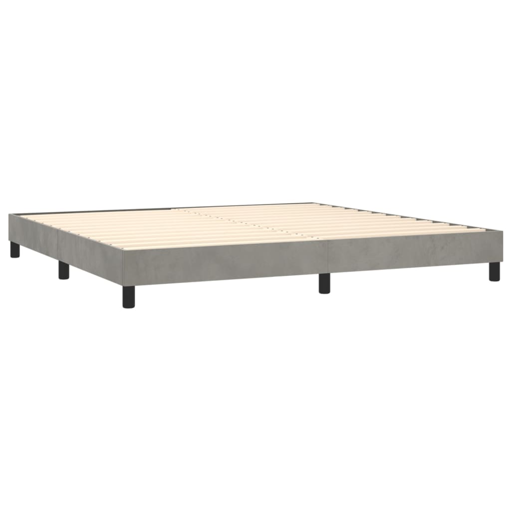 vidaXL Pat box spring cu saltea, gri deschis, 200x200 cm, catifea