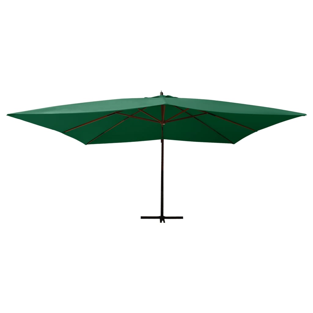 vidaXL Umbrelă suspendată cu stâlp din lemn, verde, 400x300 cm