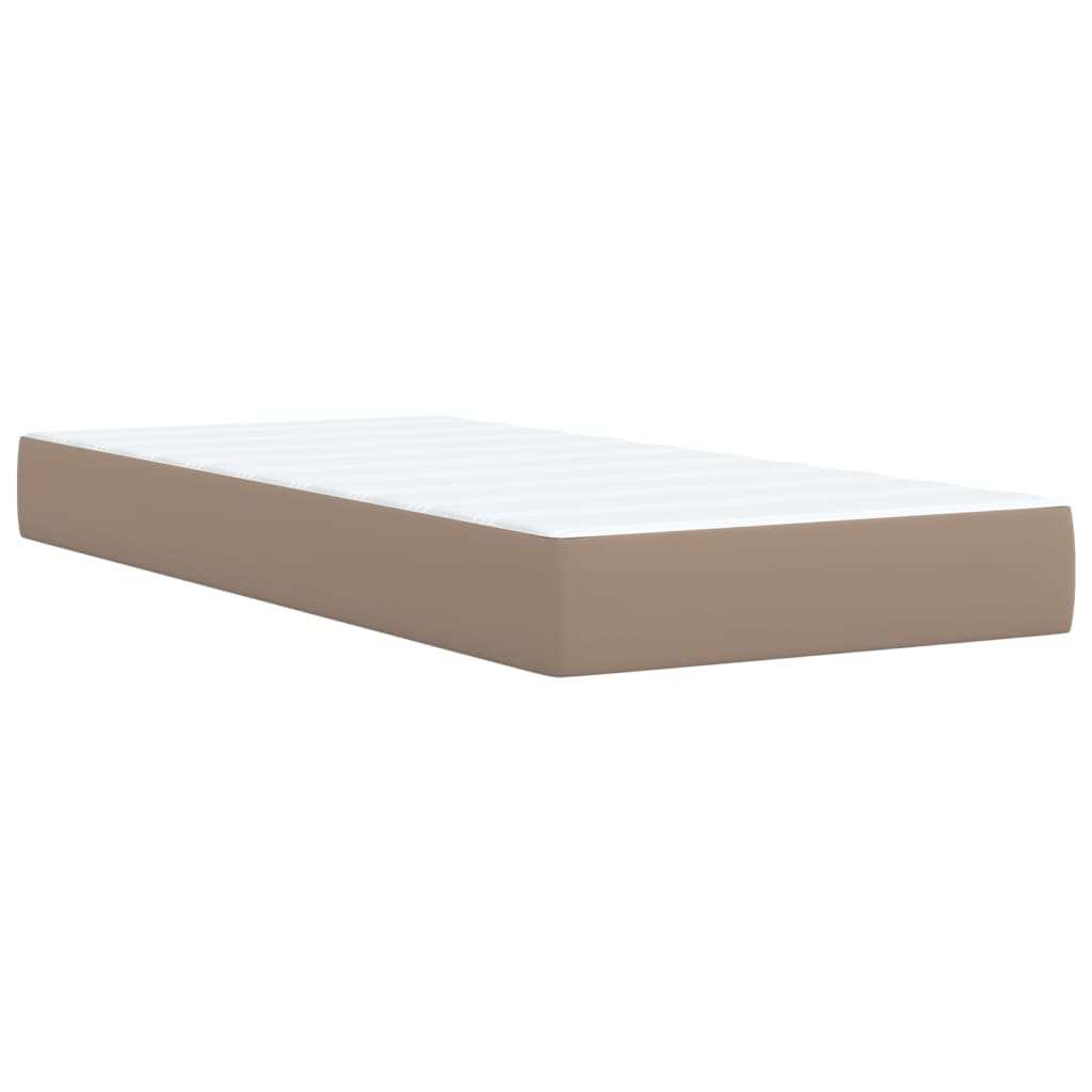 vidaXL Pat box spring cu saltea, cappuccino, 80x200 cm piele ecologică