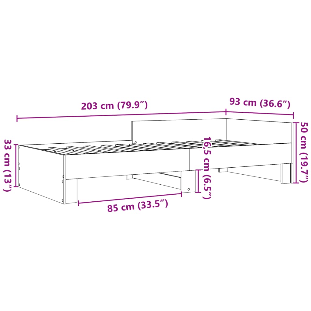 vidaXL Cadru pat fără saltea stejar sonoma, 90x200 cm, lemn prelucrat