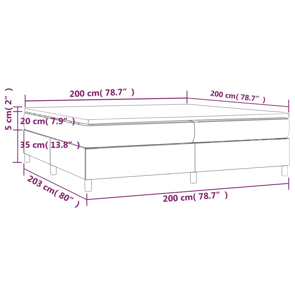 vidaXL Pat box spring cu saltea, negru, 200x200 cm, piele ecologică